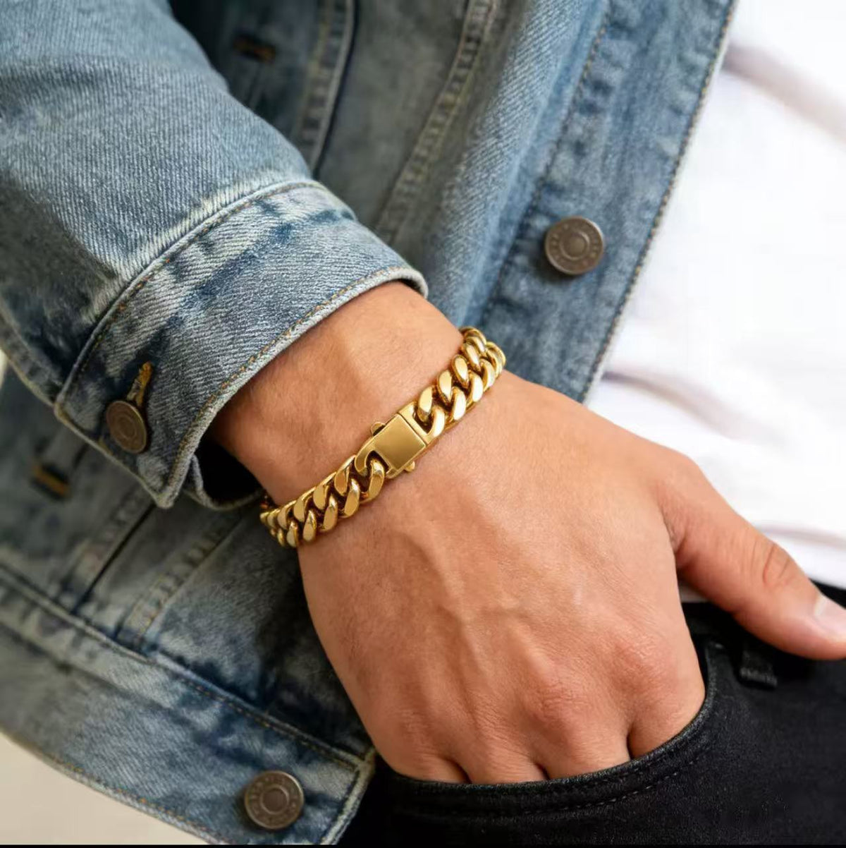 Men's Link Chain Gold Plating Simple High Bracelets