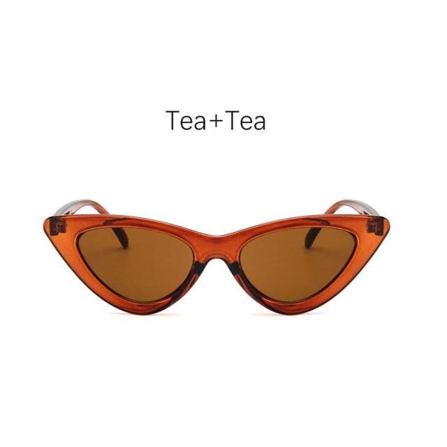 Women Elegant Black Summer Sunglasses Stylish New Popular Cat Eye Design Sunglasses For Woman New Small Eyewear Shades For Women Retro Summer Design Glasses